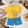 Traje de Manga Corta para Niños Algodón Puro Verano Bebé Niño Ropa de Casa Ropa Pijamas de Niñas Camiseta Ropa para Niños al por Mayor