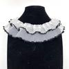 Pijama Nuevo Electrónico Diente de Perro Onda Borde Negro Cuello de Encaje Blanco Puños Suaves Ropa de Mujer Ropa de Niños Accesorios