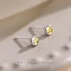 Pendientes de plata de ley s999 pendientes de moda nuevos patrón geométrico diamante cuadrado amarillo no alérgicos nicho joyería para orejas femenina de alta gama
