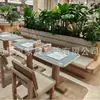 Conjunto de Mesa e Cadeira Tendência para Loja de Chá com Leite Sobremesa Café Restaurante Ocidental Bar Jantar Painel de Luxo Leve Cabine Sofá Uso Comercial