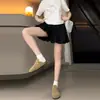 Shorts Florales Negros para Mujer, Verano Delgado 2026 Nuevos Pantalones tipo Falda de Campana de Cintura Alta, Pantalones Casuales de Pierna Ancha tipo Linterna