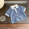 Traje de verano de manga corta para niño Bebé Delgado Transpirable Camiseta con cuello polo Estilo occidental Bebé Pantalones cortos estilo coreano Conjunto de dos piezas