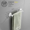 Toallero de baño de aluminio con espacio de fábrica, barra colgante sin perforaciones, color negro, tamaño pequeño, base redonda, barra de toalla de un solo poste para baño