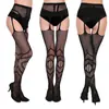 Medias Negras Sexy Malla Jacquard Liguero Todo en Uno Medias Fuente del Tesoro de Comercio Exterior Europeo y Americano