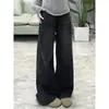Jeans Anchos Negros y Grises para Mujer, Nuevo Estilo Otoño, Largo hasta el Suelo, Corte Holgado, Tallas Grandes, Adelgazantes para Cuerpo Tipo Pera, Pantalones Rectos