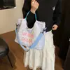 Bolsa de Lona Nueva Otoño 2025 Estilo Coreano Bordado de Letras Bolso de Mano Bolso Cruzado Ligero de Gran Capacidad Bolso Tote