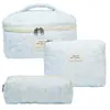 Bolsa Cosmética Portátil Grande Capacidade Floral Pequeno Armazenamento Algodão Acolchoado Portátil Flores Fofas Ins Viagem Estudantes