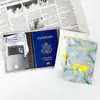 En stock Protector de pasaporte de cuero PU marmoleado transfronterizo Set Portapasaporte con borde cosido a máquina Bolso de cuero para pasaporte