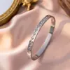 Pulseira de Fivela de Aço Titânio com Pedras Preciosas de Luxo Leve de Alto Padrão, Pulseira Feminina Fashion Versátil Gipsophila de Cor Exquisita