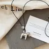 Colar com Pingente de Pônei Prata Simples e Versátil para Mulheres, Acessório de Corrente Longa para Suéter de Nicho de Luxo