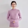 Suéter de Cashmere Gola Alta Meia Espesso Feminino Pulôver Tricotado Curto Novo Outono e Inverno 2024 Suéter Base de Cashmere