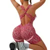Traje de Yoga Enterizo sin Costuras con Estampado de Leopardo y Lazos Cruzados más Vendido de Shein para Fitness, Deportes y Uso Casual de Mujer