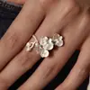 Nuevo Anillo de Orquídea de Diamante Brillante Chino para Mujer Elegante Artístico Diseño de Forma de Flor Fresco y Refinado Anillo Abierto Ajustable