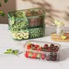 Caixa de frutas de duas grades cozinha porcionamento caixa de almoço para piquenique compartimentada infantil portátil caixa de conservação de alimentos caixa de armazenamento de temperos