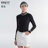 Pgm Golf Feminino Outono e Inverno Camiseta de Manga Longa Roupa Tecido com Textura Vertical Macio Elástico Esportiva Roupa Feminina