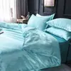 Comércio exterior cor sólida seda lavada seda gelo tingida imitação de seda kit verão quatro peças roupa de cama atacado