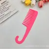 Peine Grueso Colorido Grande Curvo para Cabello Largo, Peine de Dientes Anchos, Peine Curvo con Gancho Mate, Gancho Portátil, Superventas Transfronterizo