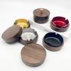 Cenicero de madera maciza, cenicero de nogal, cenicero de acero inoxidable para el hogar y la oficina con tapa, cenicero de madera anticenizas volantes, cenicero de madera para cigarrillos.