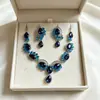 Conjunto de collar y pendientes de piedras preciosas estilo palacio retro europeo y americano, una pieza lujosa y elegante con circonita cúbica en forma de lágrima, perfecto para novias y vestidos de noche