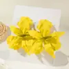 Brincos Lingge Joias Estilo Verão Europeu e Americano Cor Dopamina Florais Brincos de Pétalas Plissadas Tridimensionais Estilo Resort de Praia