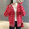 Suéter Curto Slim-fit Casaco Feminino 2023 Outono e Inverno Novo Estilo Coreano Jacquard Moda Cardigã de Tricô Versátil