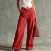 Pantalones Nuevos de Estilo Europeo y Americano para Mujer Primavera/Verano 2026 Amazon Color Sólido Algodón Lino Holgados Casual de Pierna Ancha para Mujer