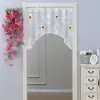 Media Cortina de Encaje Estilo Francés, Cortina Corta, Cortina Decorativa, Pantalla de Privacidad, Cortina de Puerta de Arco con Cuentas de Cristal, Cortina de Ventana