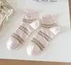 26 Novedad Primavera/Verano Borde Enrollado Transferencia de Calor Oso Calcetines Cortos Algodón Sin Costuras Rayados Estilo Coreano Calcetines para Mujer