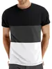 Amazon Verão Tamanho Plus Casual Gola Redonda Manga Curta Top Masculino Transfronteiriço Divisão de Cores Moda Masculina Fitness Esportes Camiseta