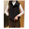 Tiro real Chaqueta de pana con relleno de plumón y algodón Otoño/Invierno coreana Chaleco de algodón Chaleco sin mangas para mujer Chaleco Chaqueta tipo capa para mujer