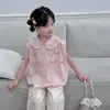 Ropa Infantil Camisa para Niñas Ropa de Verano Sin Mangas Algodón Lazo Estilo Coreano Infantil Top de Verano Estilo Occidental Ropa Infantil Verano