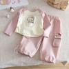 Conjunto de Ropa para Niñas 2026 Nuevo Elegante Estampado de Dibujos Animados Conjunto de Camiseta de Manga Larga para Bebés Niñas, Conjunto de Dos Piezas de Otoño
