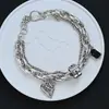 Pingente de coração urso grafite pulseira retrô personalidade acessórios explosivos transfronteiriços joias de nicho ins temperamento atacado