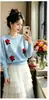 Suéter de tricô doce, solto e casual, estilo coreano, pulôver, novo design outono e inverno com padrão floral tridimensional, suéter feminino fashion