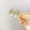 Grampo Lateral Hanfu Acessórios Cheongsam Presilha de Cabelo Borboleta Cabeça de Trás Adorno de Cabeça Antigo Franja Clipe de Cabelo Quebrado Clipe Lateral