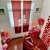 Chammit decoración de boda habitación de boda escalera vestido colgante fuera de la barandilla de la escalera flor gasa cortina suministros