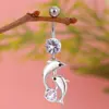 Comercio Electrónico Europeo y Americano Estilo Nuevo Delfín Lindo y Moderno Sexy Brillante Incrustado de Circonita Joyería de Piercing Anillo para Ombligo Anillo de Vientre
