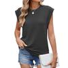 Amazon Europa y Estados Unidos comercio exterior transfronterizo primavera y verano 2025 cuello redondo color sólido holgado manga corta top camiseta chaleco de dama