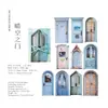 Pegatinas de Tarjeta de Collage Huecas Momo País de los Sueños en la Puerta Puerta de Madera Estilo Europeo Vintage Pequeño Mecanismo Diario Decoración de Escena DIY