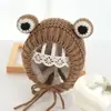 Gorro Infantil Otoño e Invierno Hecho a Mano Lindo Dibujo Animado Orejas de Rana Gorro de Lana Cálido Tejido