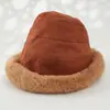 Explosiones Transfronterizas Sombrero Grueso de Lana para Mujer con Forro Cálido para Montañismo Otoño e Invierno Sombrero Plegable de Cubo Sombrero de Pescador Uso Diario en Viajes