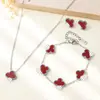 Conjunto de Colar Trevo da Sorte Joias Color-Preserving em Aço Titânio Conjunto de Joias Inoxidável Não Desbota Acessórios Trevo de Quatro Folhas Venda Quente