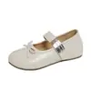 Versión en stock~Zapatos Mary Jane de estilo retro con lazo y punta partida para mujer, correa única, tacón grueso, boca poco profunda, elegantes, de alta gama, individuales
