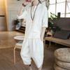 Traje Tang para Hombre de Estilo Chino Traje Han Estilo Chino Retro Lino Algodón Lino Traje de Dos Piezas Estilo Buda Marca de Moda Verano Estilo Delgado