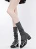 Calcetines Simples de Pantorrilla Serie Mary Jane Miu para Primavera y Otoño Calcetines Grises Finos de Felpa Calcetines de Algodón Sueltos Perezosos de Media Pantorrilla para Mujer