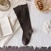 Calcetines de Canilla Gris Gris de Alta Sensibilidad Serie Miu para Mujer Aspecto Adelgazante Calcetines Segmentados de Micro-Presión Caña Alta Algodón Hueso Jk