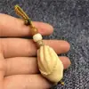 Raíz de Bodhi Tallado Flor de Loto Raíz de Loto Hoja de Loto Bolsa de la Suerte Colgante Pequeño Creativo Llavero Cadena de Teléfono Móvil Colgante