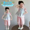 Conjunto de Verano para Niñas 2026 Nuevo Elegante y de Moda Dibujos Animados Casual Conjunto de Dos Piezas para Bebés Niñas