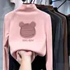 Camiseta interior térmica DeRong para niñas, camiseta de manga larga con cuello semi-alto, capa interior cálida para niños, estilo coreano, moderna y casual.