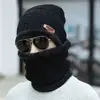 Conjunto de dos piezas para hombre: gorro tejido a prueba de frío con forro polar y calentador de cuello engrosado, gorro con protección para orejas y cuello, gorro cálido y a prueba de viento para exteriores